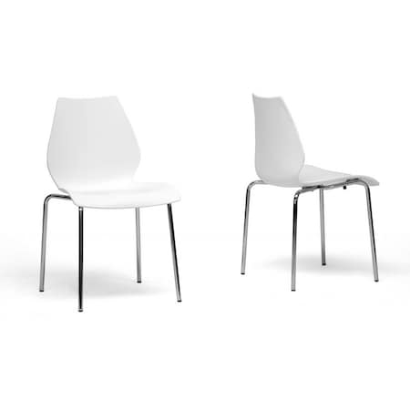 Overlea White Plastic Modern Dining Chair, PK2